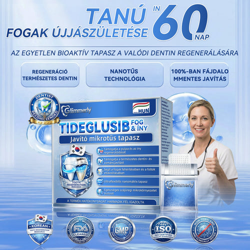 🎊𝐆𝐥𝐢𝐦𝐦𝐞𝐫𝐥𝐲® 🦷 Tideglusib Fog & íny Javító mikrotűs tapasz | Fejlett őssejt-aktiváló fogcsíkok (újjáépíti a fogzománcot és a dentint • erősíti az ínyt • megszünteti a fogkövet és a szagokat • megállítja a fogérzékenységet) 3.0 🌻 (Copy)