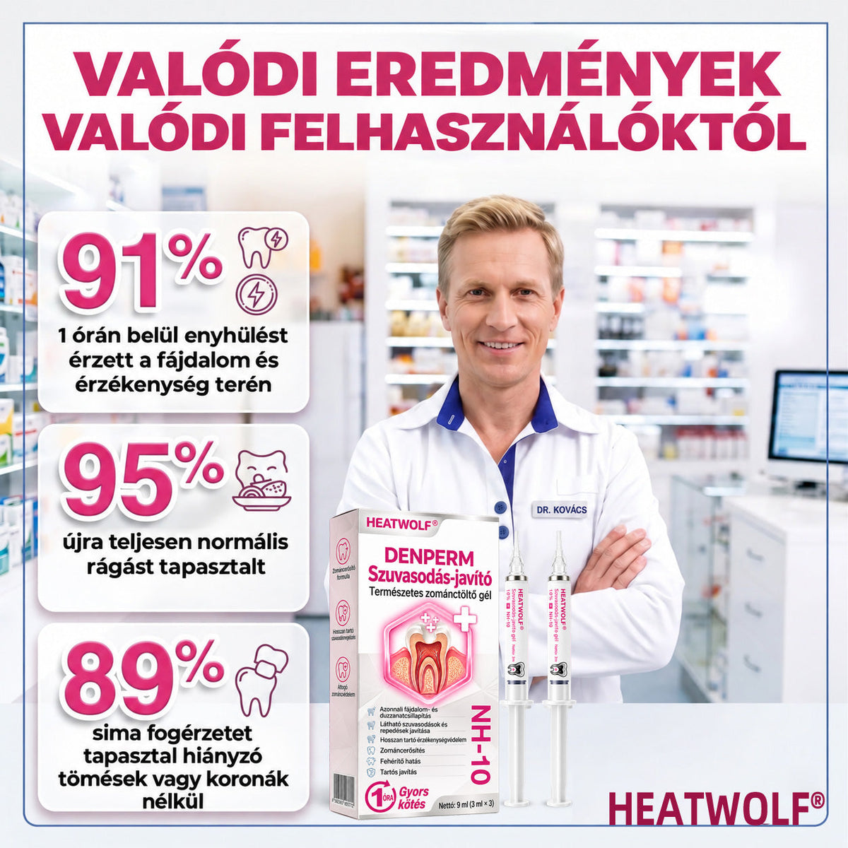 ⭐👨‍⚕️🦷HEATWOLF® DenPerm – Természetes fogzománc-töltő gél a fogszuvasodás helyreállítására🐟1️⃣