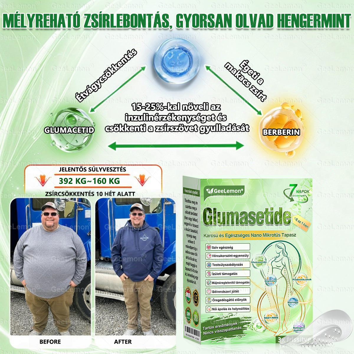 🍧Hivatalos tanúsítás🔥 Több ezer elégedett felhasználó Magyarországon| 🤍𝐆𝐞𝑒𝐿𝑒𝐦𝐨𝐧® Glumasetide 10 az 1-ben Karcsú és Egészséges Nano Mikrotűs Tapasz 🇭🇺