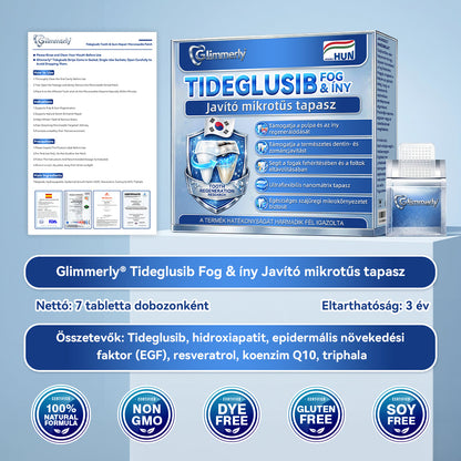 🎊𝐆𝐥𝐢𝐦𝐦𝐞𝐫𝐥𝐲® 🦷 Tideglusib Fog & íny Javító mikrotűs tapasz | Fejlett őssejt-aktiváló fogcsíkok (újjáépíti a fogzománcot és a dentint • erősíti az ínyt • megszünteti a fogkövet és a szagokat • megállítja a fogérzékenységet) 3.0 🌻 (Copy)