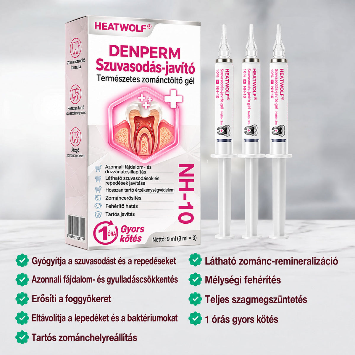 ⭐👨‍⚕️🦷HEATWOLF® DenPerm – Természetes fogzománc-töltő gél a fogszuvasodás helyreállítására🐟1️⃣